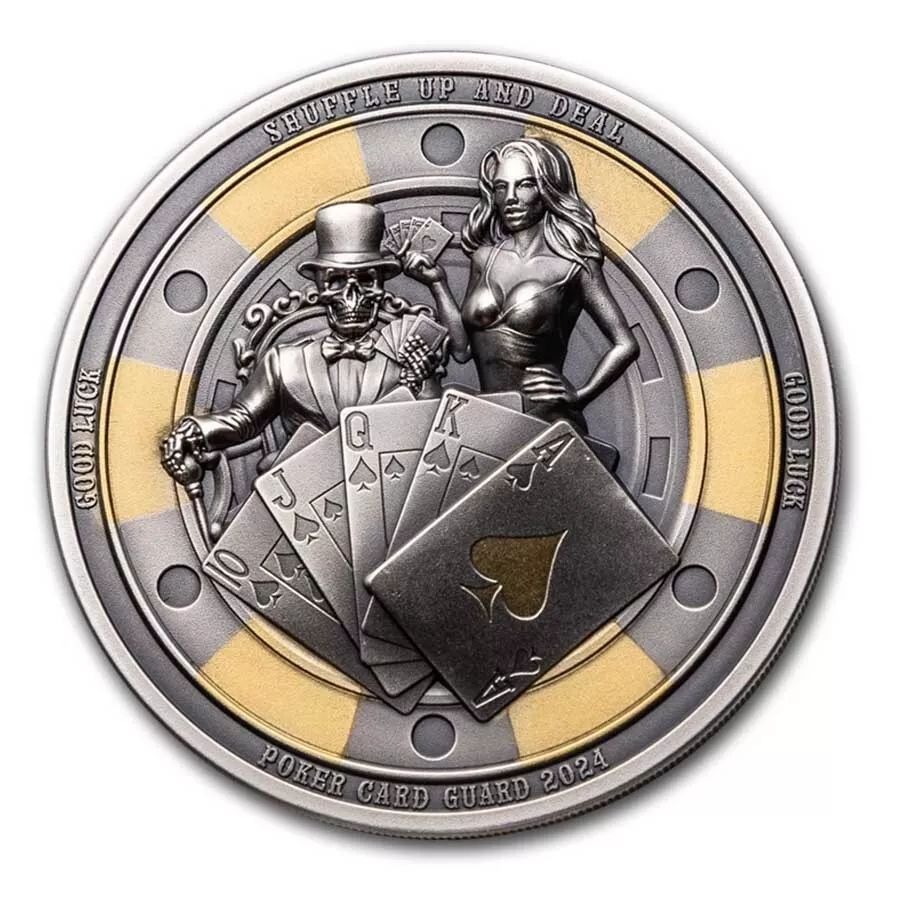 Picture of 2024 CIT Poker Card Guard 1 oz Ultra High Refief Antique Silver Coin - 30586