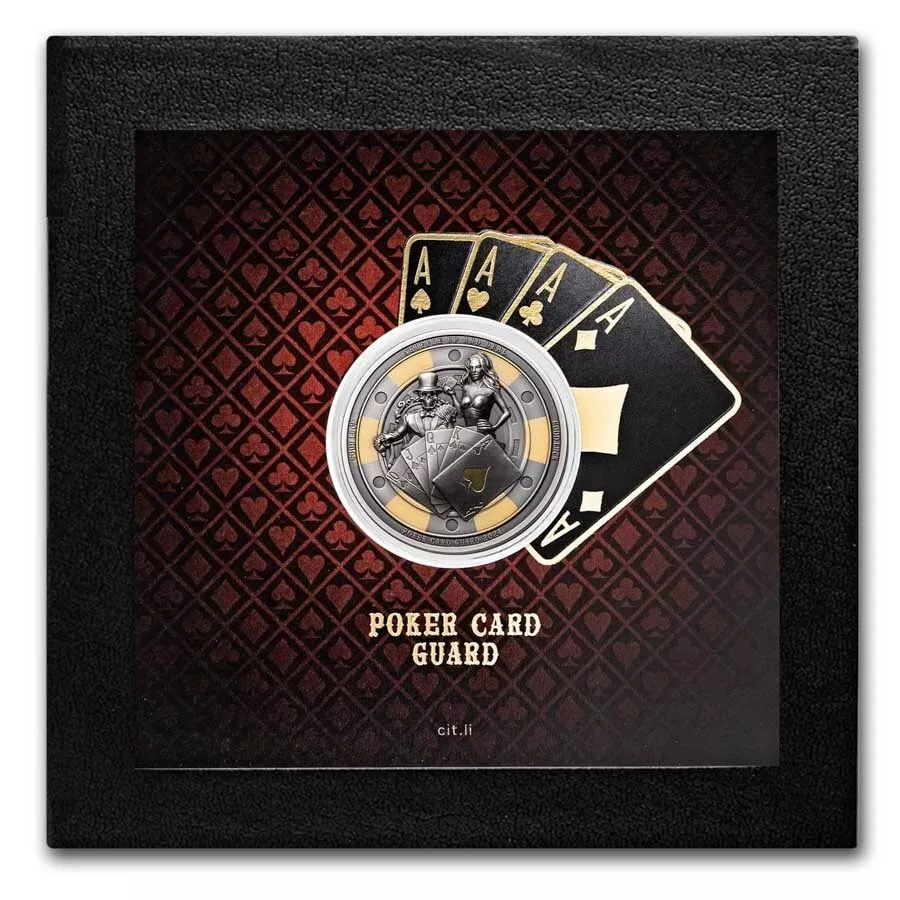 Picture of 2024 CIT Poker Card Guard 1 oz Ultra High Refief Antique Silver Coin - 30586
