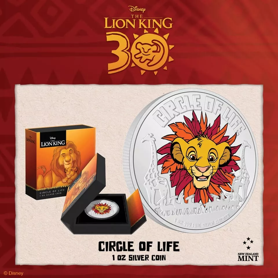 Picture of 2024 Nieu Disney Lion King 30th Anniversary Circle of Life 1 oz Silver Coin