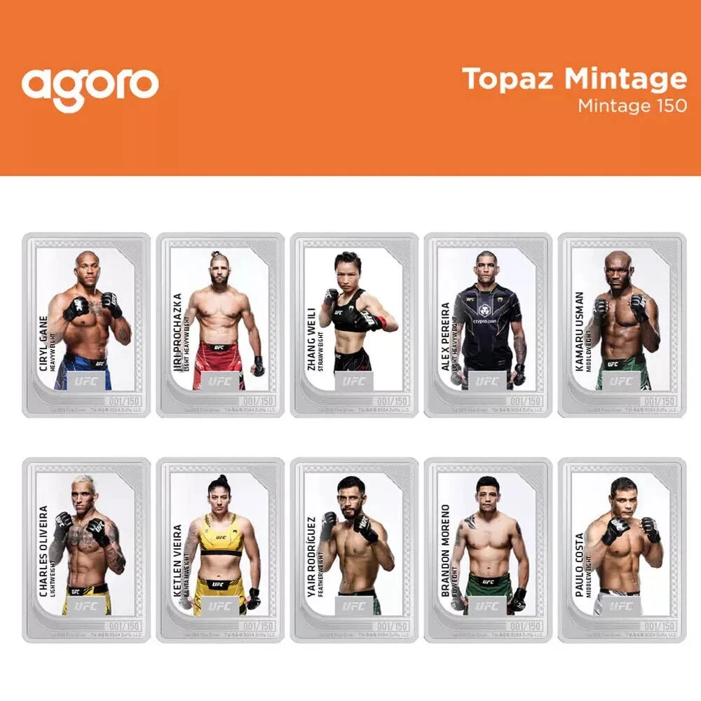 Picture of 2024 Agoro UFC Trading Coins: 2 x 1 oz Silver Bar - New / Sealed