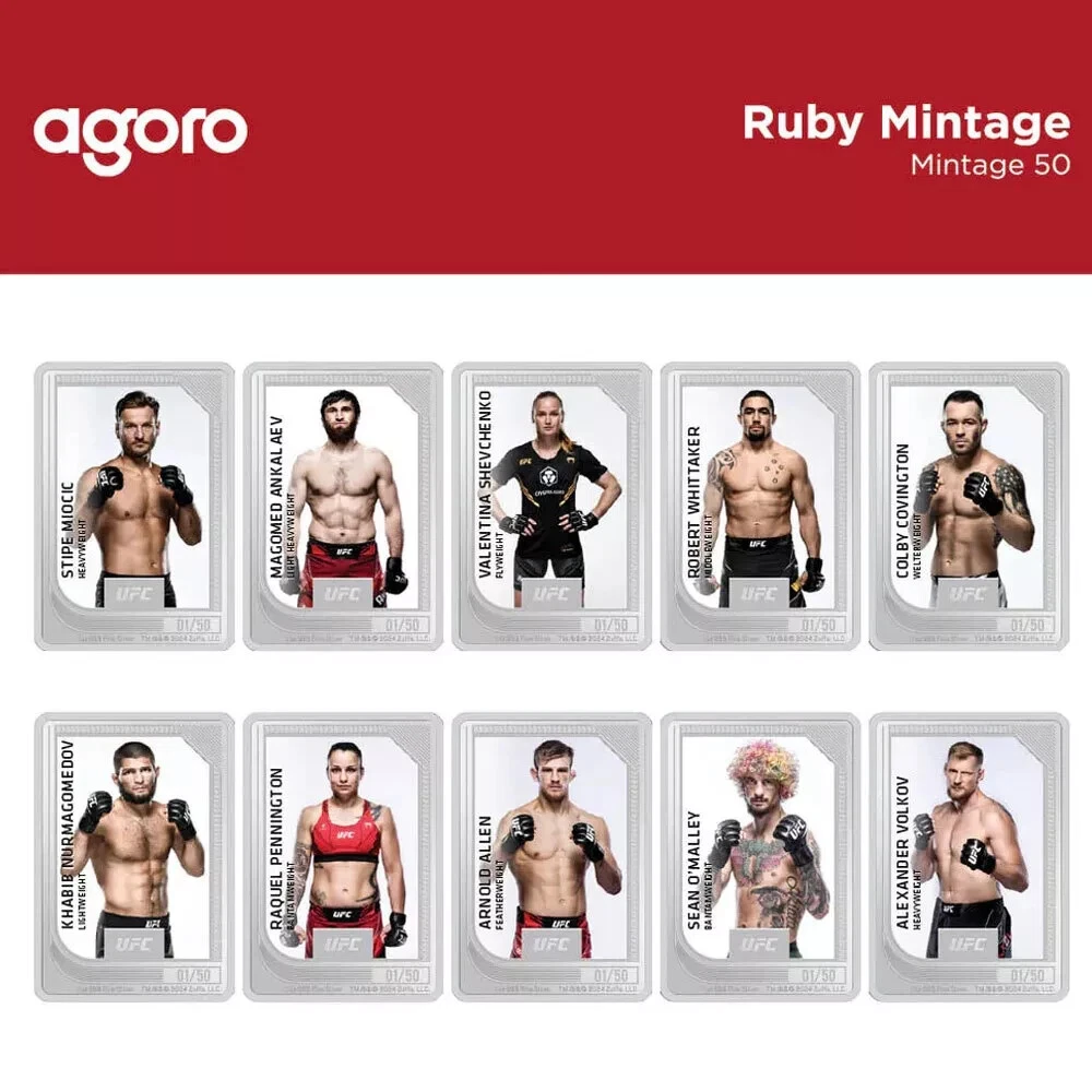 Picture of 2024 Agoro UFC Trading Coins: 2 x 1 oz Silver Bar - New / Sealed