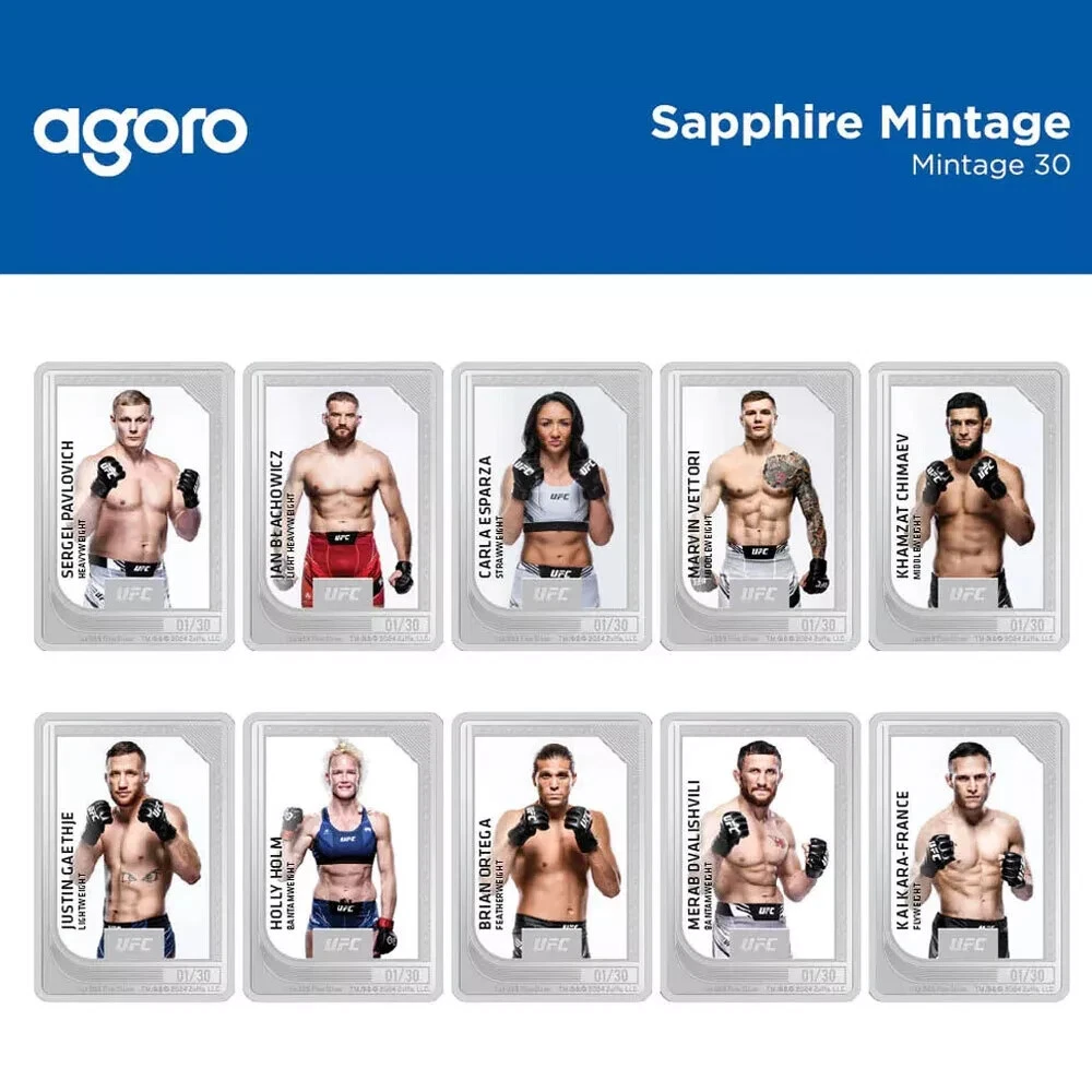 Picture of 2024 Agoro UFC Trading Coins: 2 x 1 oz Silver Bar - New / Sealed