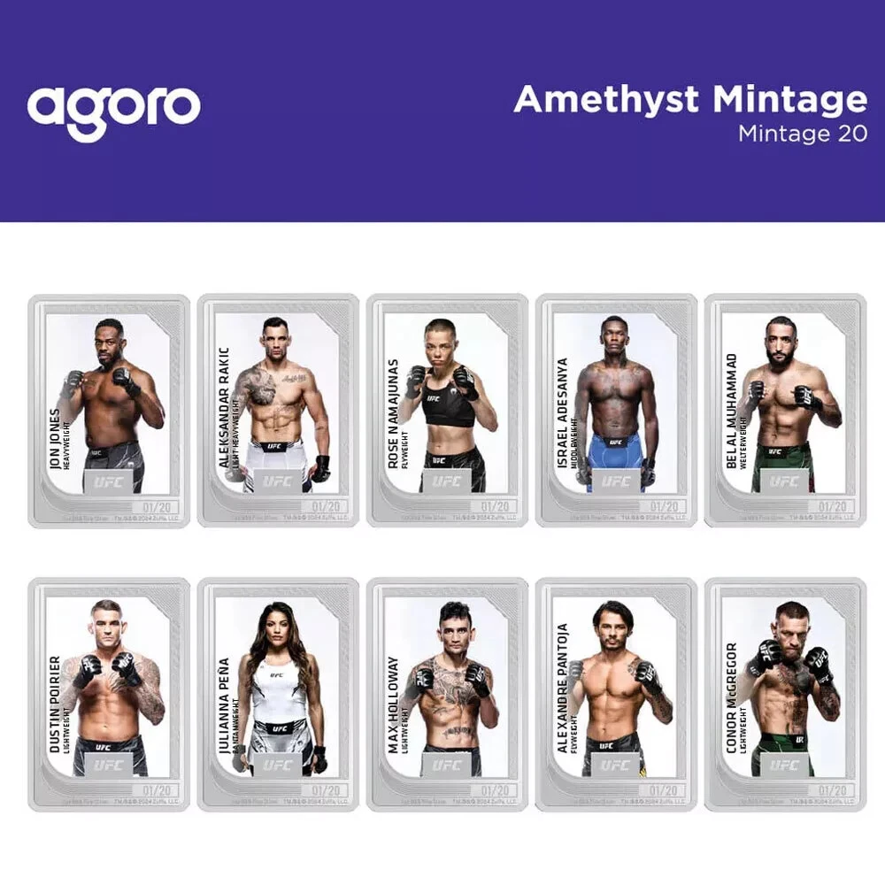 Picture of 2024 Agoro UFC Trading Coins: 2 x 1 oz Silver Bar - New / Sealed