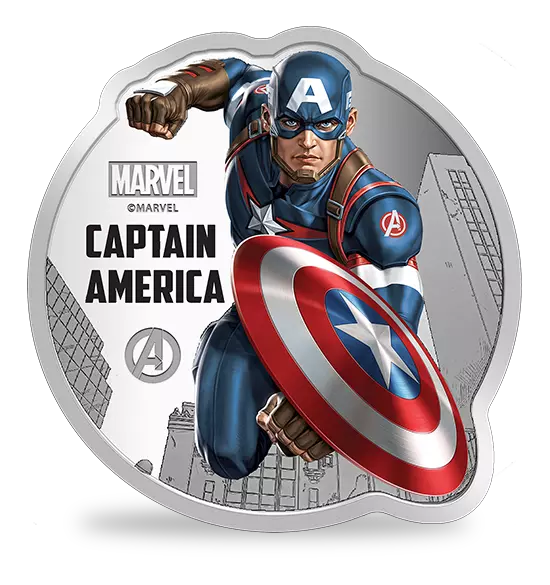 Picture of Pamp MMTC Marvel Captain America 1 oz Colorized Silver Coin (Capsule, Box, COA)