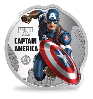 Picture of Pamp MMTC Marvel Captain America 1 oz Colorized Silver Coin (Capsule, Box, COA)