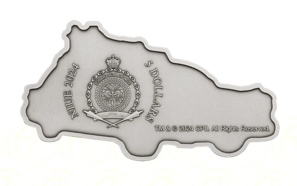 Picture of 2024 Niue Ghostbusters Ecto-1 Car Shaped 2 oz Silver Coin - Interactive Case