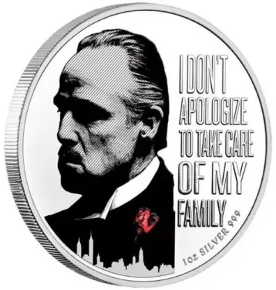 Picture of 2022 The Godfather 50th Anni. Red Rose 1 oz Colorized Silver Coin - In Capsule