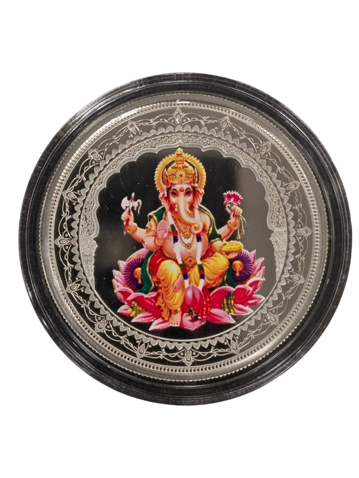 Picture of 2020 Pamp MMTC Ganesh 20 Gram Colorized Proof Silver Round - In Box