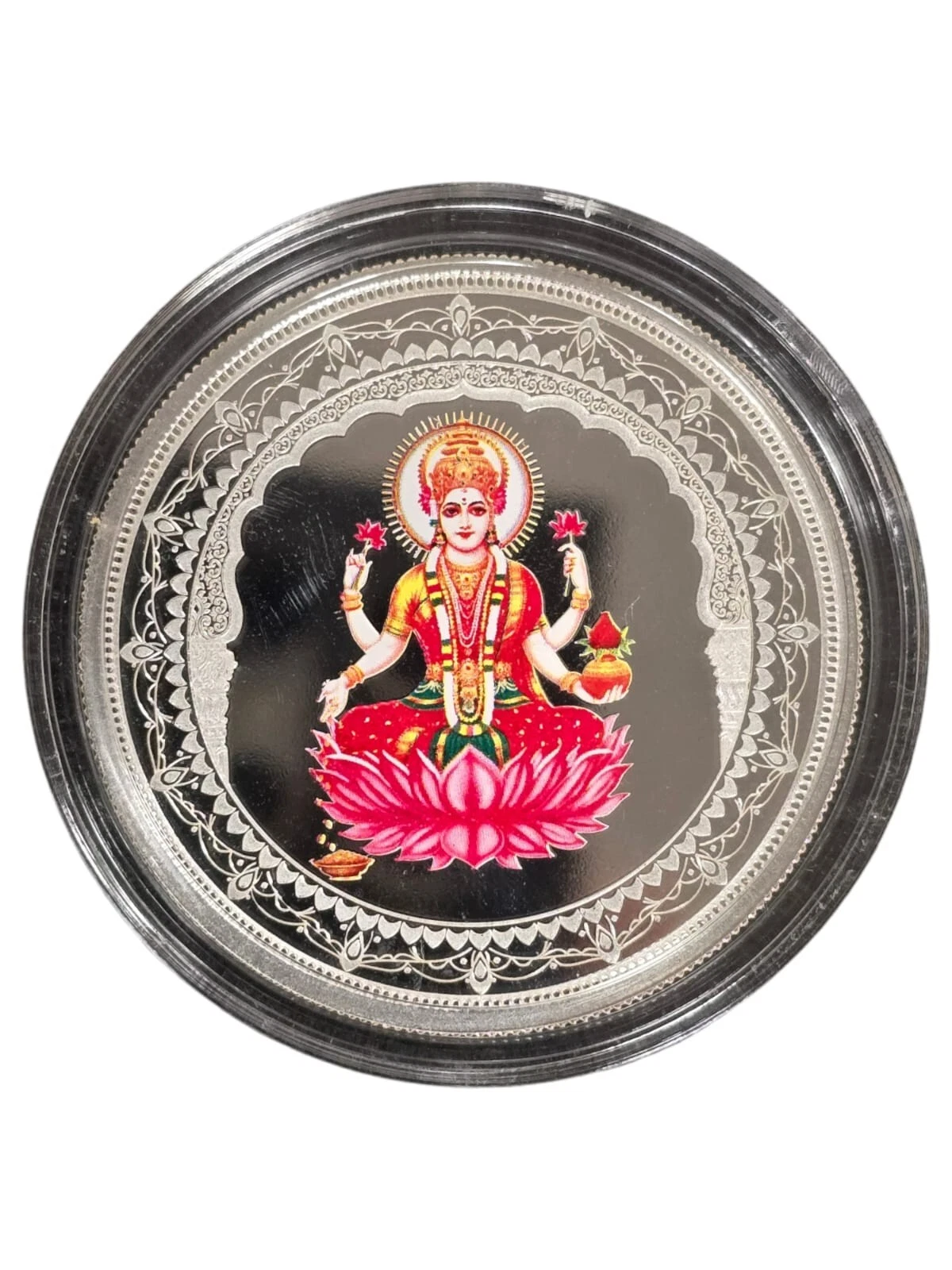 Picture of 2020 Pamp MMTC Laxmi 20 Gram Colorized Proof Silver Round - In Capsule