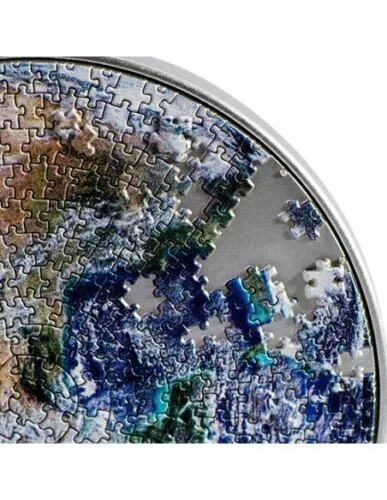 Picture of 2022 Earth Puzzle High Relief 1 oz Colorized Antique Silver & 4.5 oz Copper Coin