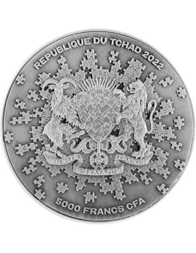 Picture of 2022 Earth Puzzle High Relief 1 oz Colorized Antique Silver & 4.5 oz Copper Coin