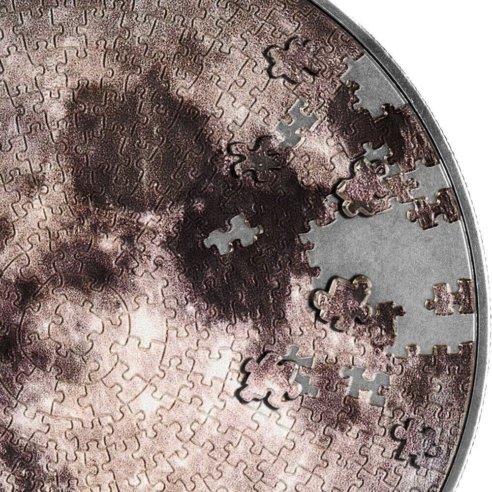 Picture of 2023 Moon Puzzle High Relief 1 oz Colorized Antique Silver & 4.5 oz Copper Coin
