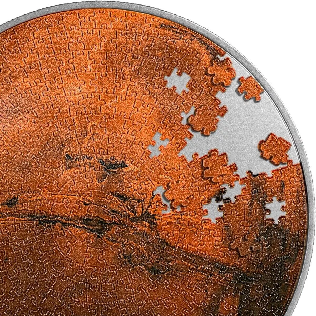 Picture of 2023 Mars Puzzle High Relief 1 oz Colorized Antique Silver & 4.5 oz Copper Coin