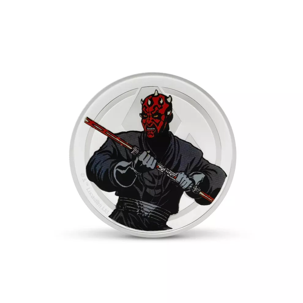 Picture of 2025 Agoro Star Wars Qui-Gon Jinn vs. Darth Maul 1 oz Colorized Silver Medallion