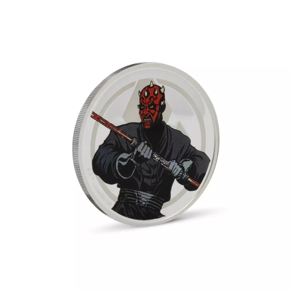 Picture of 2025 Agoro Star Wars Qui-Gon Jinn vs. Darth Maul 1 oz Colorized Silver Medallion