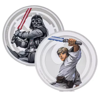 Picture of 2024 Agoro Star Wars Luke Skywalker vs. Darth Vader 1 oz Colorized Silver Round