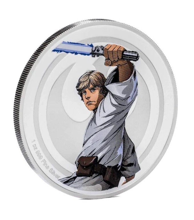 Picture of 2024 Agoro Star Wars Luke Skywalker vs. Darth Vader 1 oz Colorized Silver Round