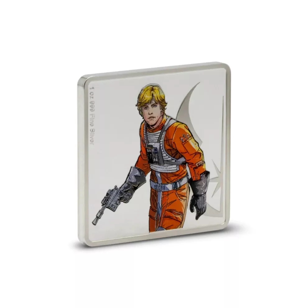 Picture of 2025 Agoro Star Wars Luke Skywalker and R2-D2 1 oz Colorized Silver Medallion