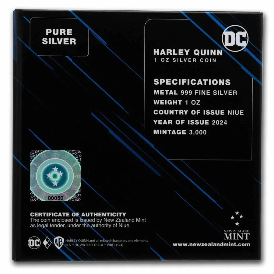 Picture of 2024 New Zealand Mint DC Batman - Harley Quinn 1 oz Colorized Proof Silver Coin