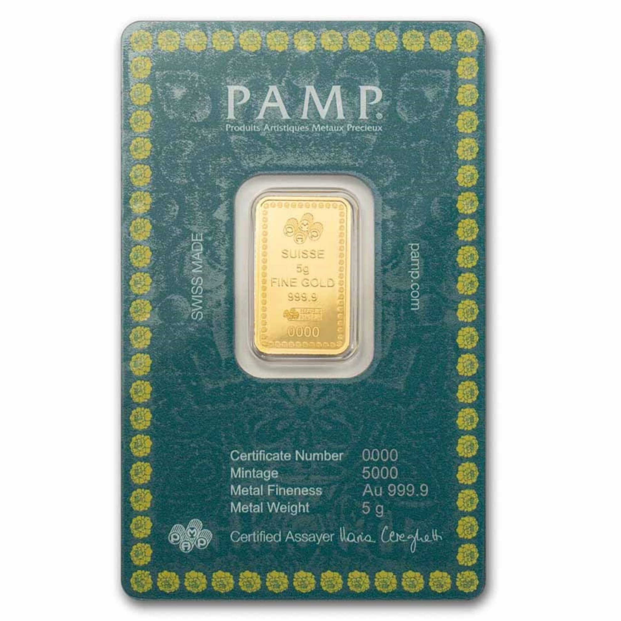 Picture of 2025 Pamp Sussie Diwali Lakshmi & Rangoli 5 Gram Gold Bar - In Assay Card