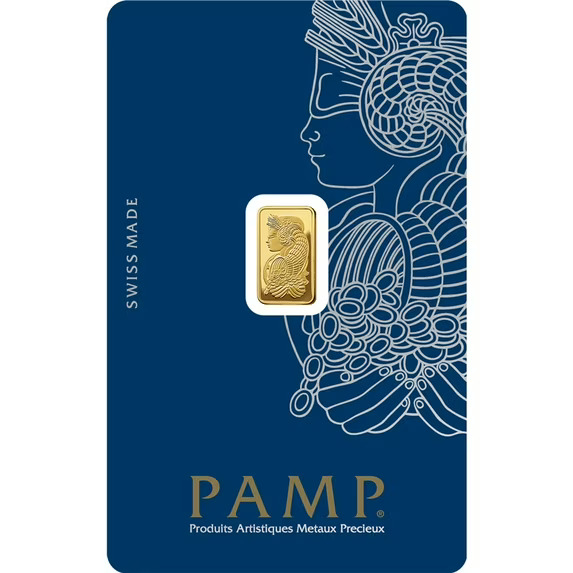 Picture of Pamp Suisse Lady Fortuna 1 Gram Gold Bar - Large Assay Card