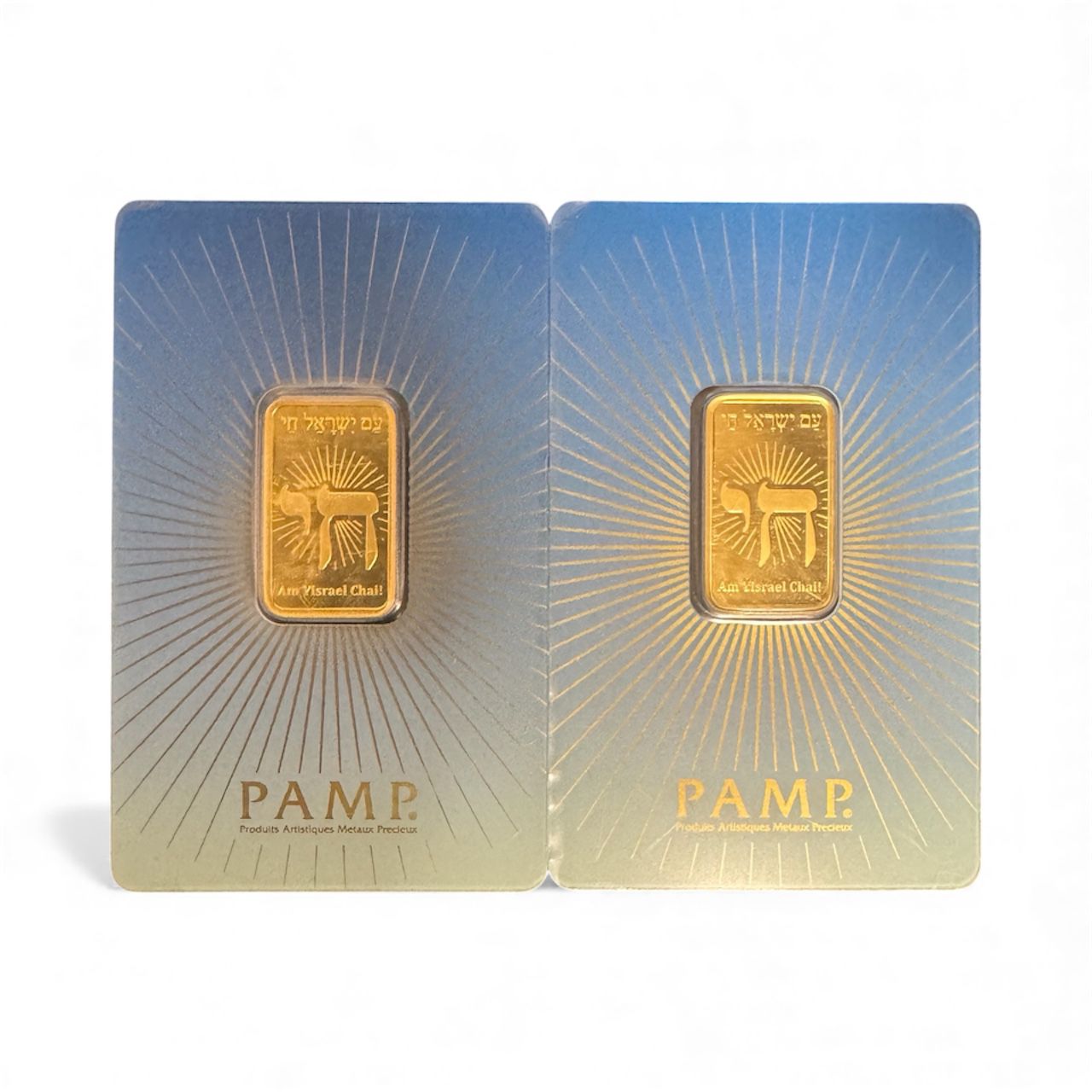 Picture of (Lot of 2) Pamp Am Yisrael Chai 10 Gram Gold Bar (Ultra Low Sequential Serials)