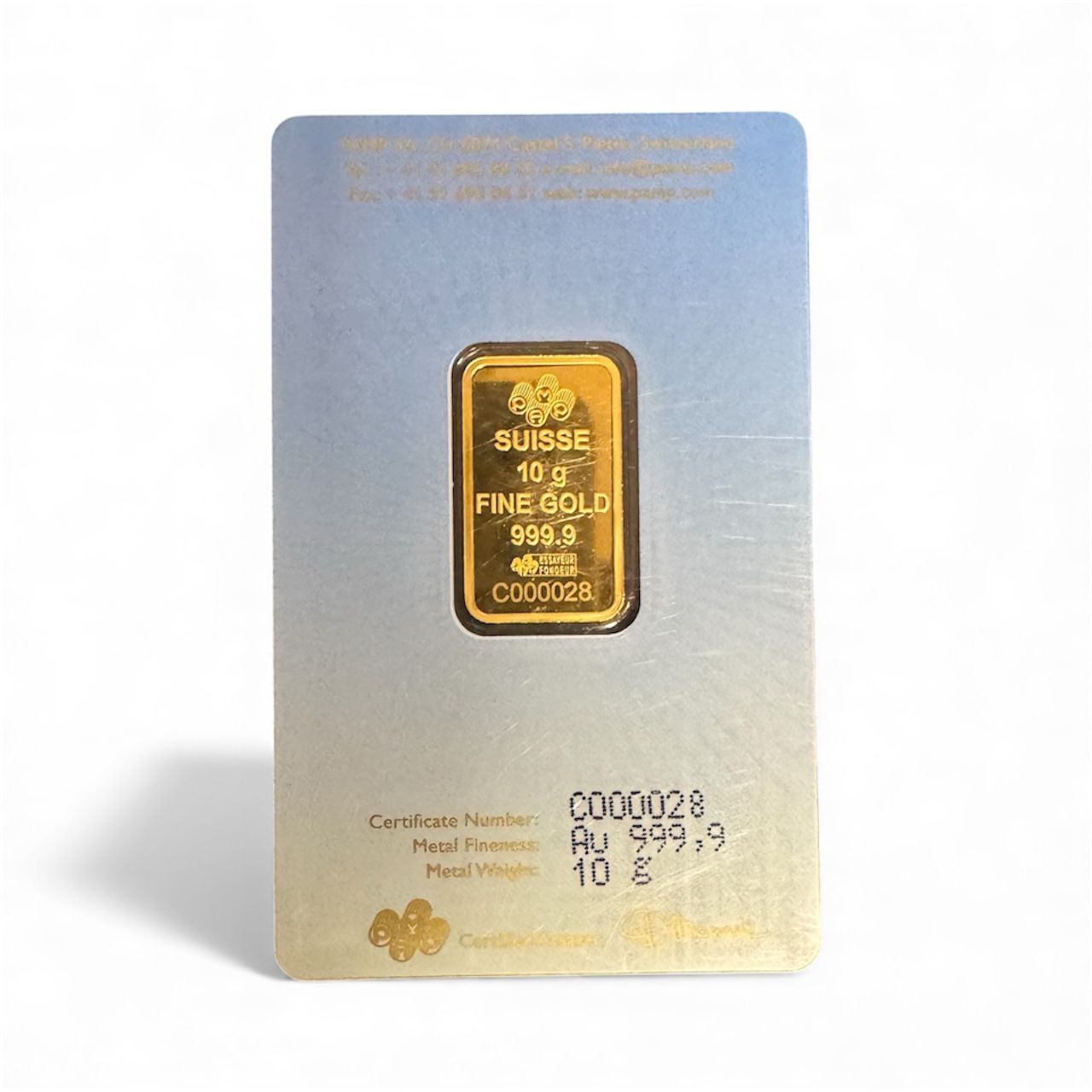 Picture of (Lot of 2) Pamp Am Yisrael Chai 10 Gram Gold Bar (Ultra Low Sequential Serials)