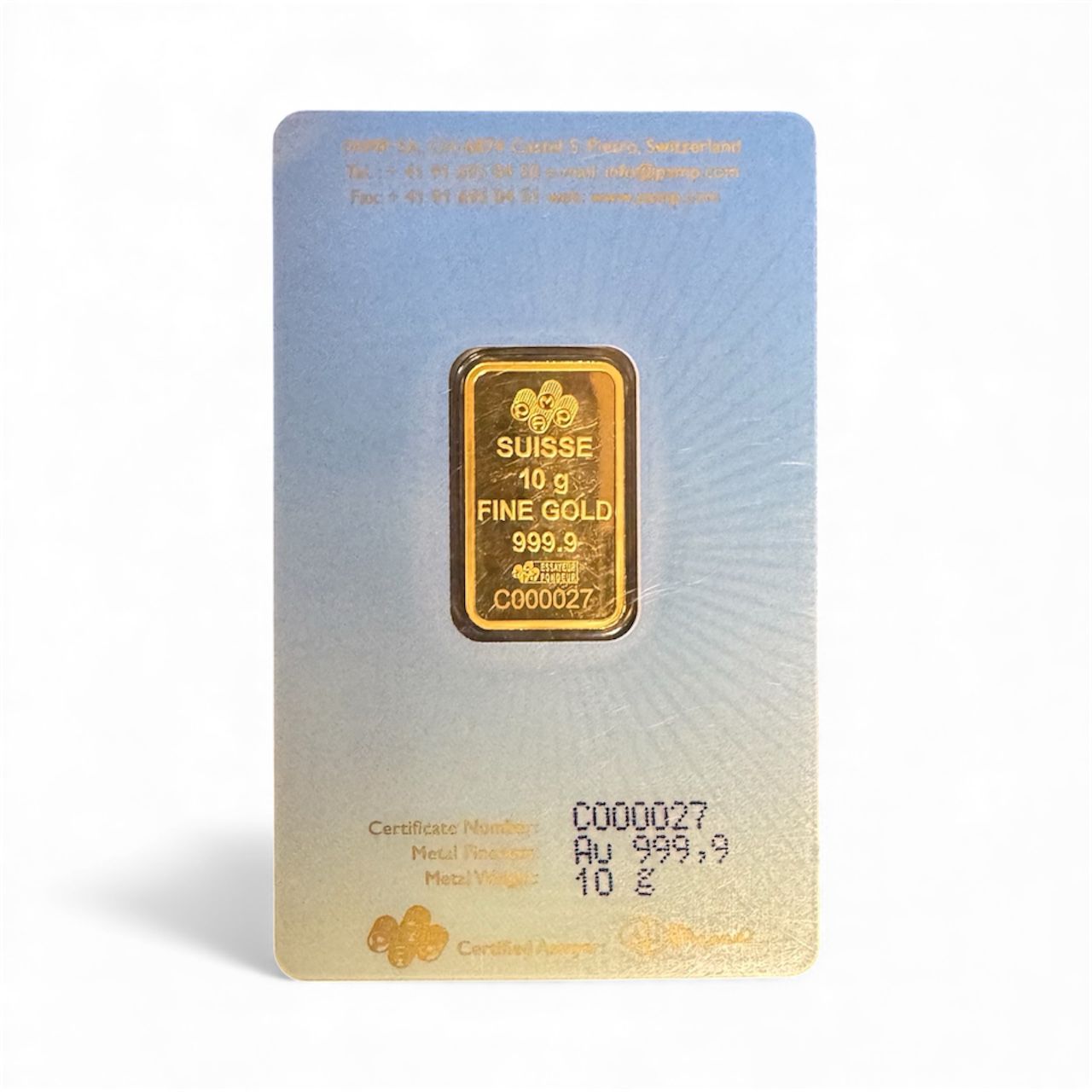 Picture of (Lot of 2) Pamp Am Yisrael Chai 10 Gram Gold Bar (Ultra Low Sequential Serials)