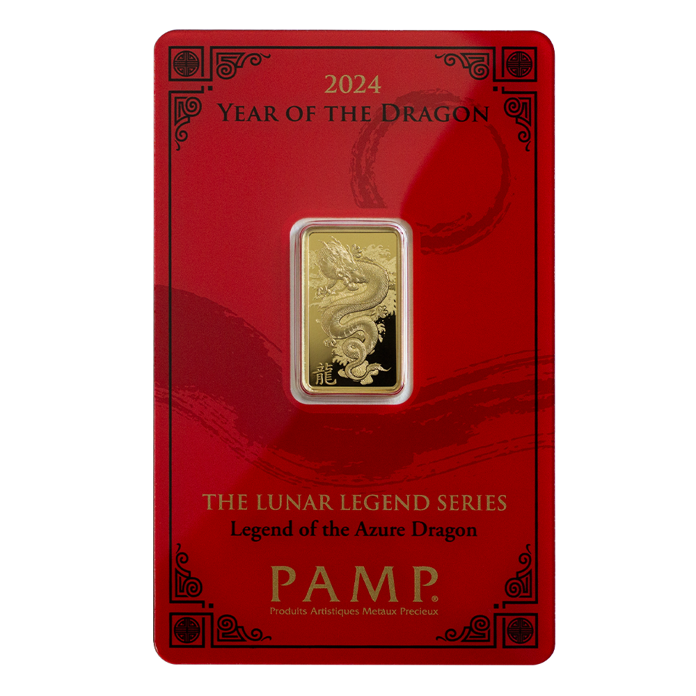 Picture of (Box of 25) 2024 Pamp Lunar Series Dragon 5 gram Gold Bar - Low Serial