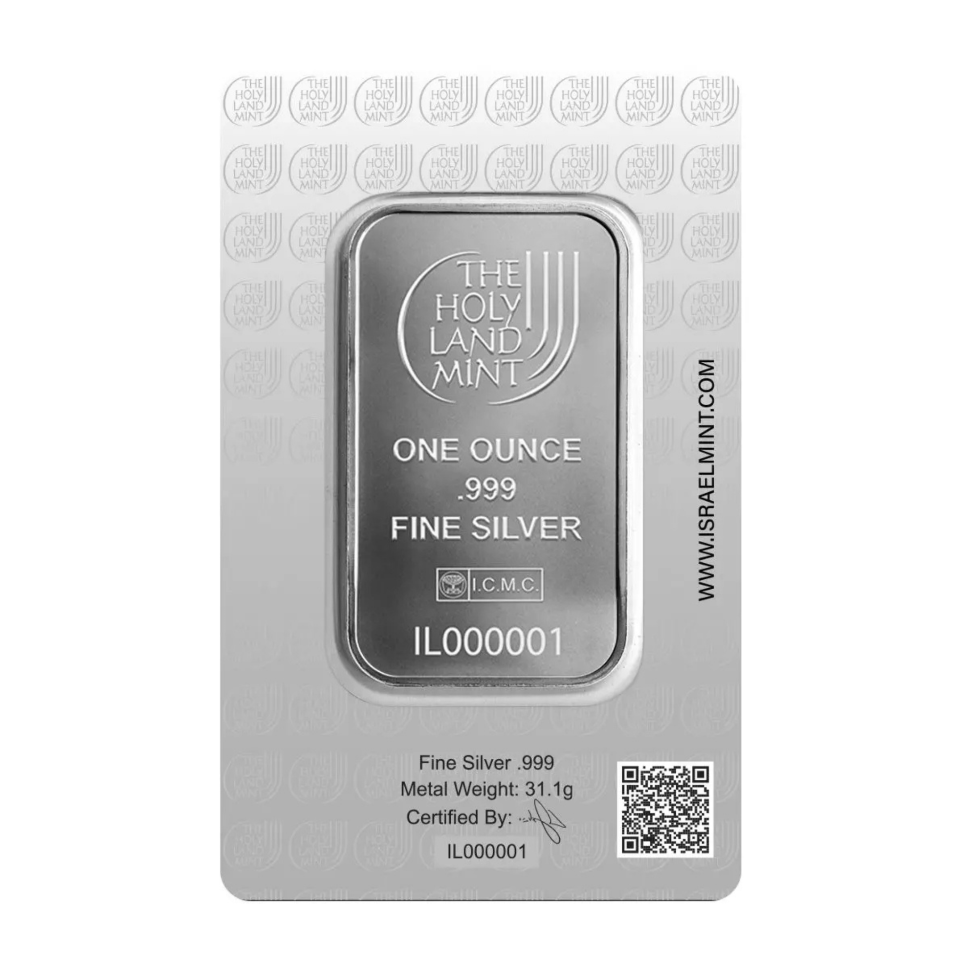 Picture of Holy Land Mint Dove of Peace 1 oz Silver Bar - In Assay Card