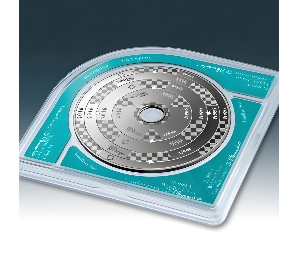 Picture of 2016 Valcambi Armillary 1 oz Platinum Combibar (4 x 1/4 oz) - Hard Assay