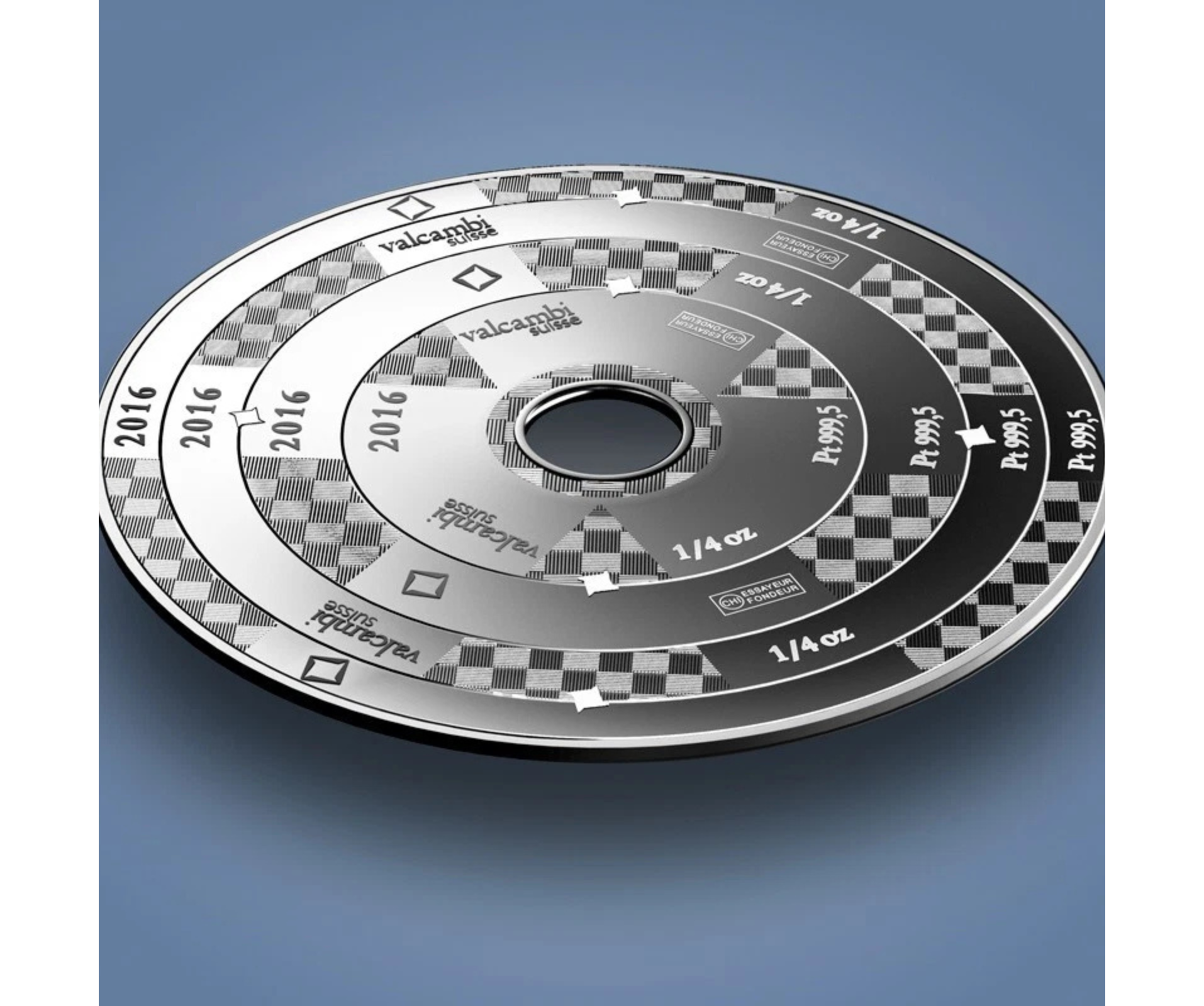 Picture of 2016 Valcambi Armillary 1 oz Platinum Combibar (4 x 1/4 oz) - Hard Assay