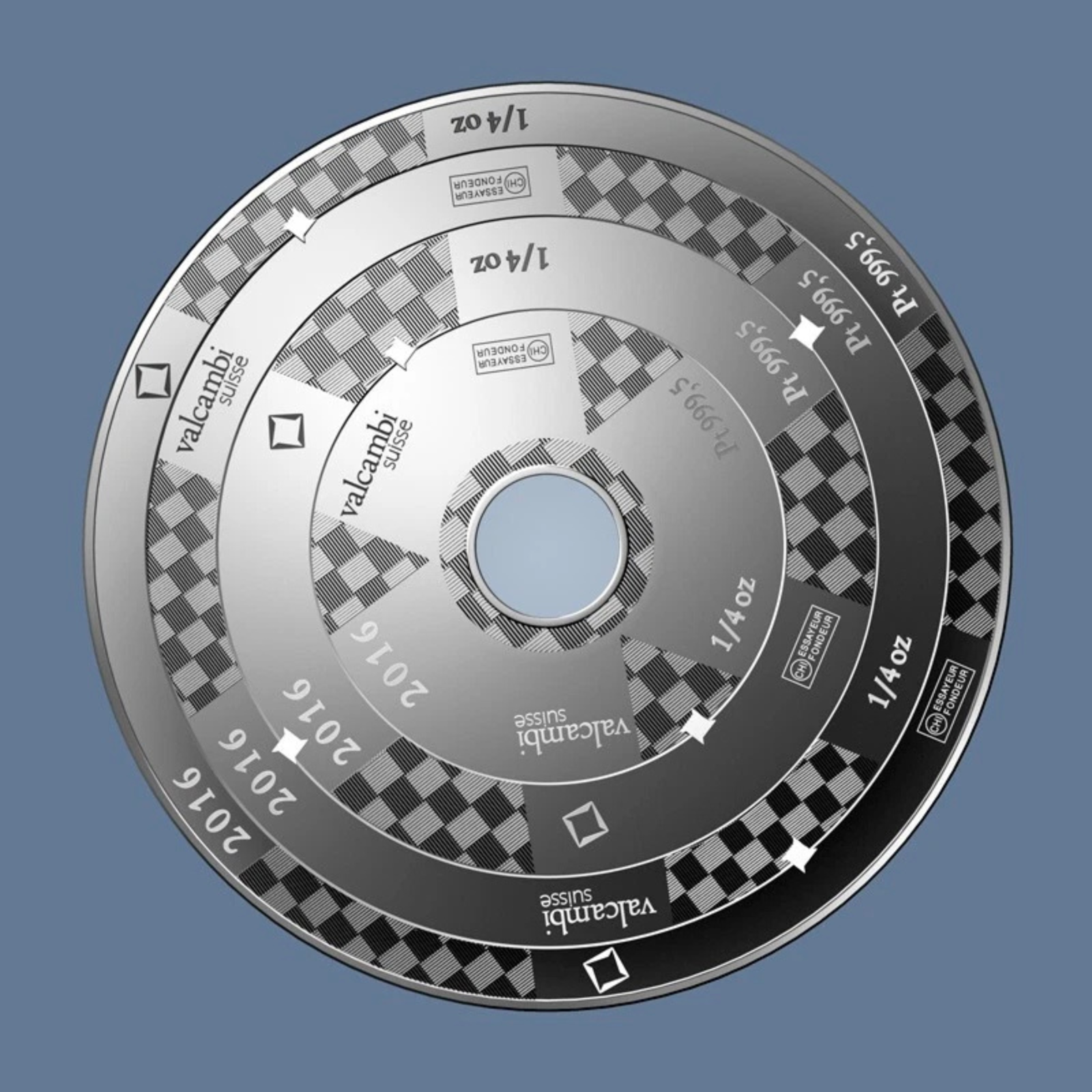 Picture of 2016 Valcambi Armillary 1 oz Platinum Combibar (4 x 1/4 oz) - Hard Assay