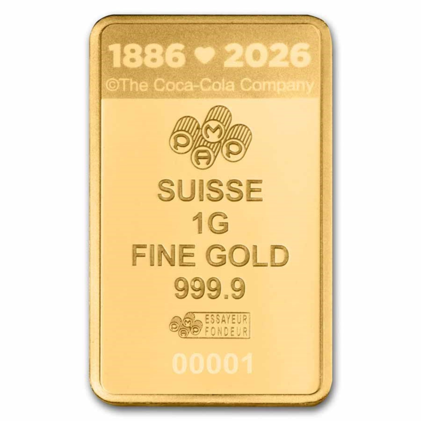 Picture of 2026 Pamp Coca-Cola Valentine's Love 1 Gram Goid Bar
