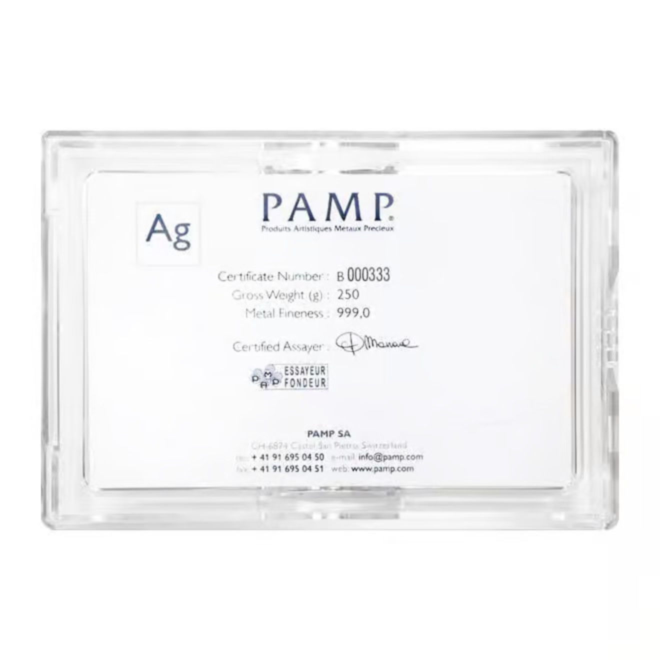 Picture of Pamp Suisse Lady Fortuna 250 Gram Silver Bar - Hard Case + Coa