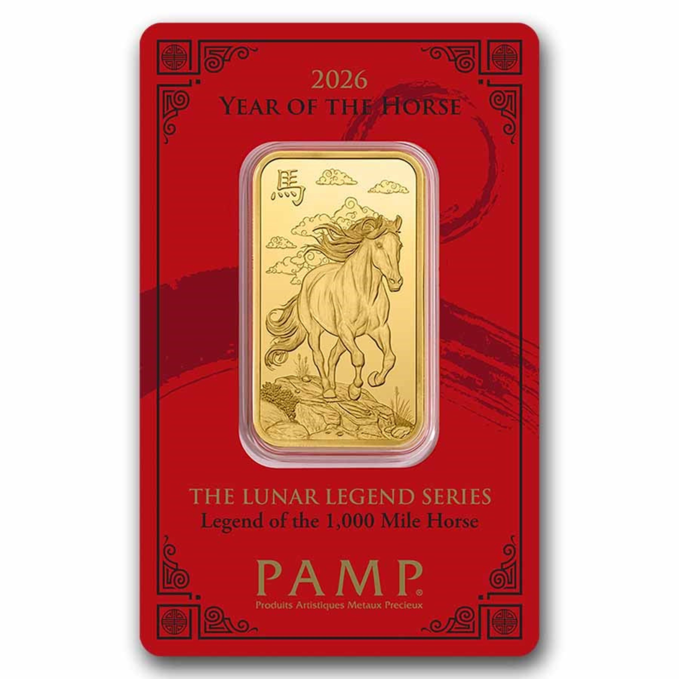 Picture of 2026 Pamp Suisse Year of the Horse 1 oz Gold Bar - In Assay w/Sleeve
