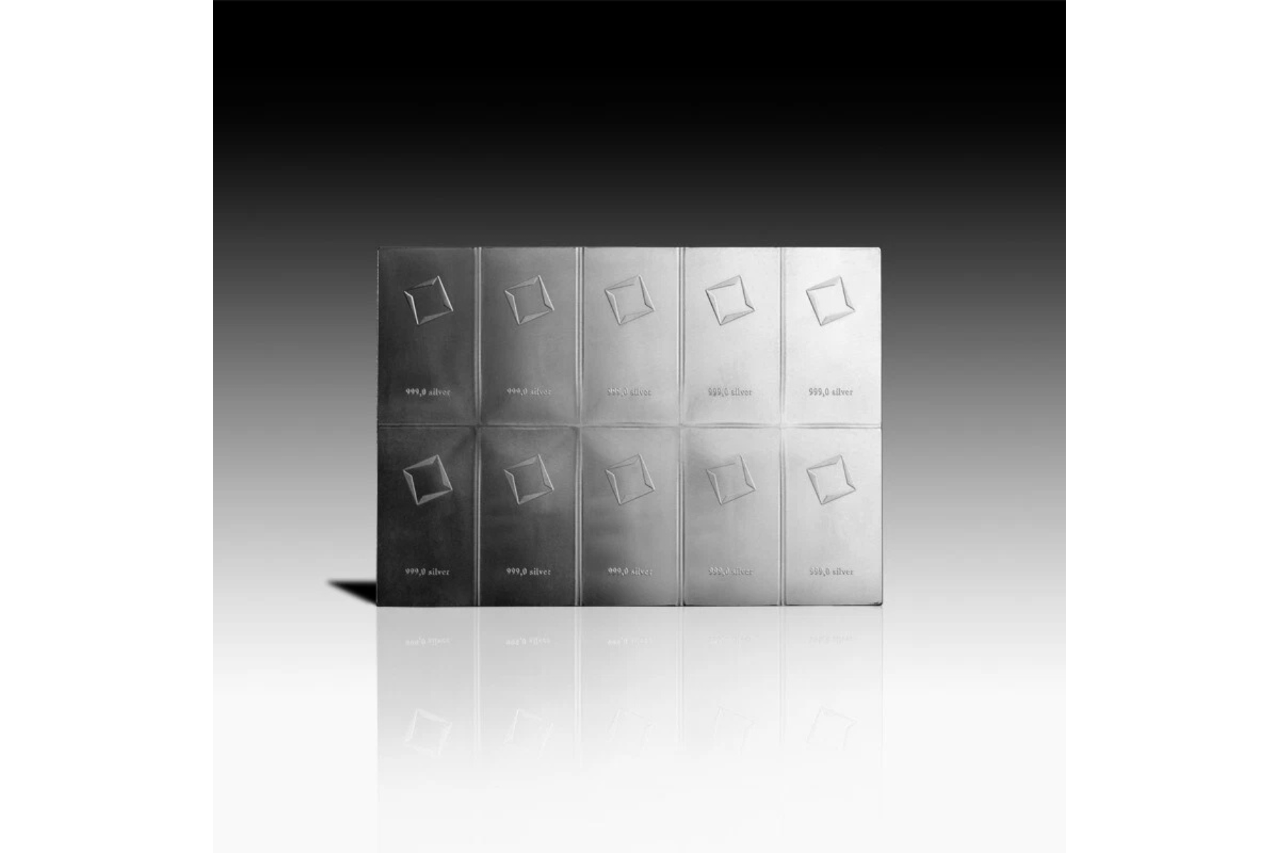 Picture of Valcambi 10 x 10 Gram Silver Bar CombiBar (100 Gram Total) - In Assay Card