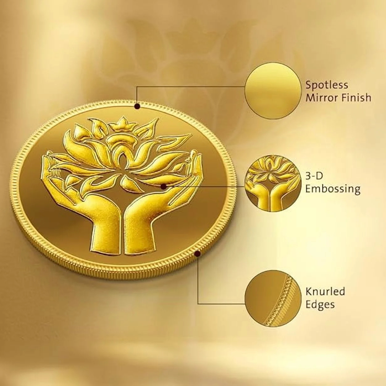 Picture of Pamp MMTC Lotus 1 Gram Gold Round - Large Card Assay