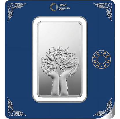 Picture of Pamp Mmtc Lotus 100 Gram Silver Bar - In Wide Assay