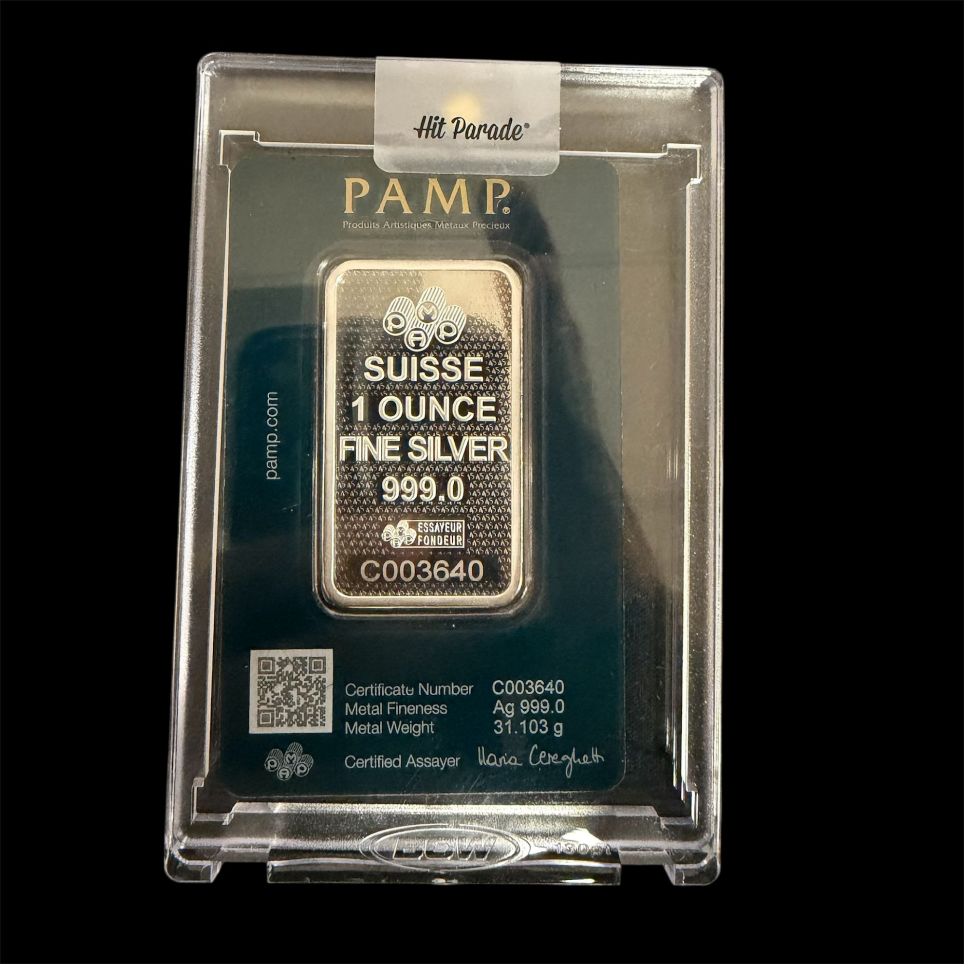 Picture of Pamp Suisse Lady Fortuna 45th Anniversary 1 oz Silver Bar - In Hard Plastic Case