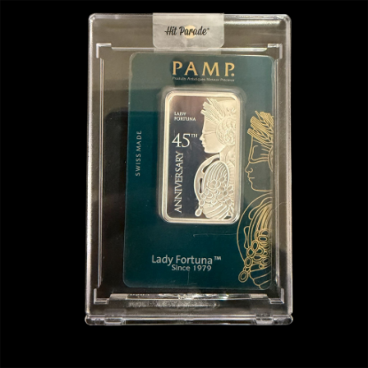 Picture of Pamp Suisse Lady Fortuna 45th Anniversary 1 oz Silver Bar - In Hard Plastic Case