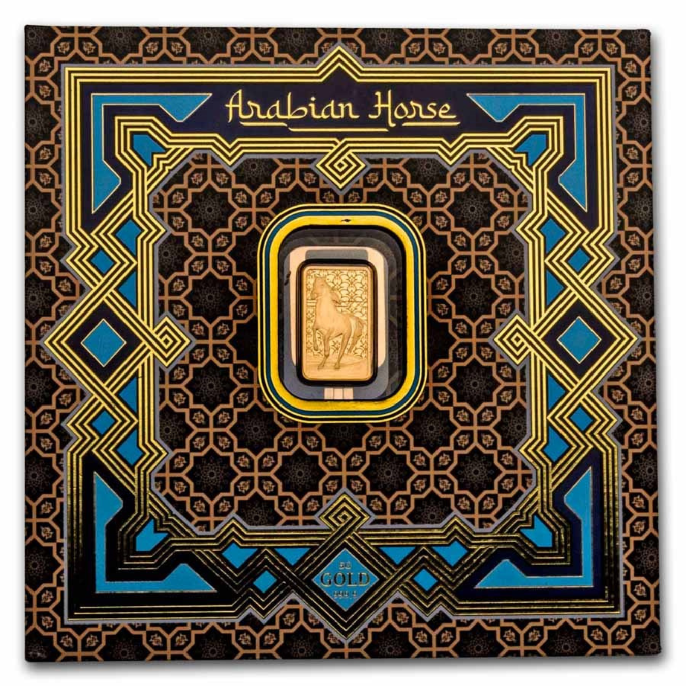 Picture of Pamp Suisse Arabian Horse 5 Gram Gold Bar - w/ Assay & Frame