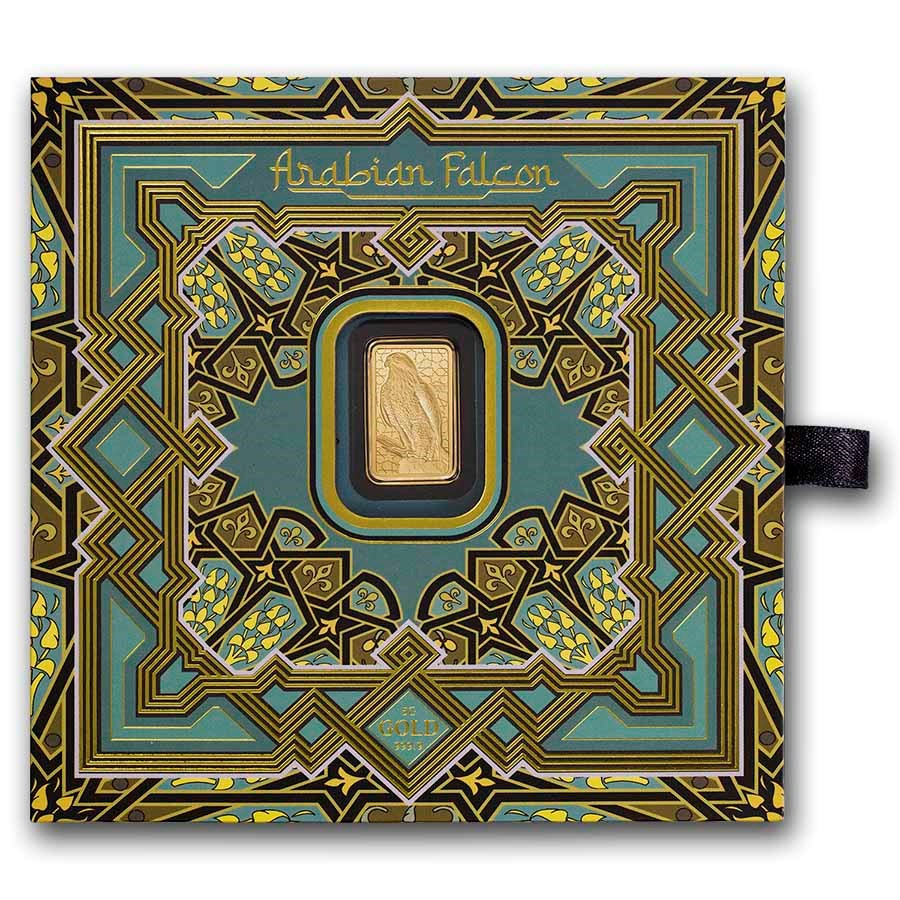 Picture of Pamp Suisse Arabian Falcon 5 Gram Gold Bar - w/ Assay & Frame