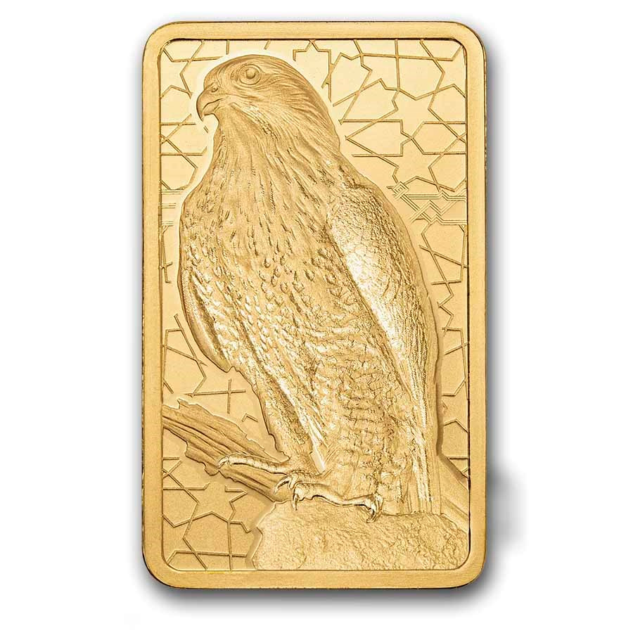 Picture of Pamp Suisse Arabian Falcon 5 Gram Gold Bar - w/ Assay & Frame
