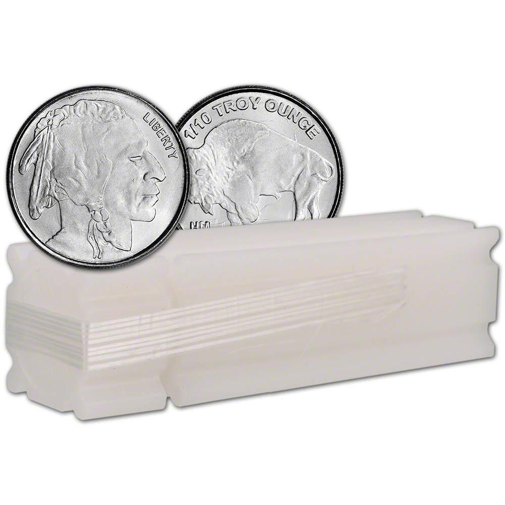 Picture of (Tube of 50) Golden State Mint Buffalo 1/10 oz Silver Rounds – 5 oz Total – Circulated