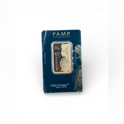 Picture of Pamp Suisse Lady Fortuna 45th Anniversary 1 oz Gold Bar - Serial # N000092