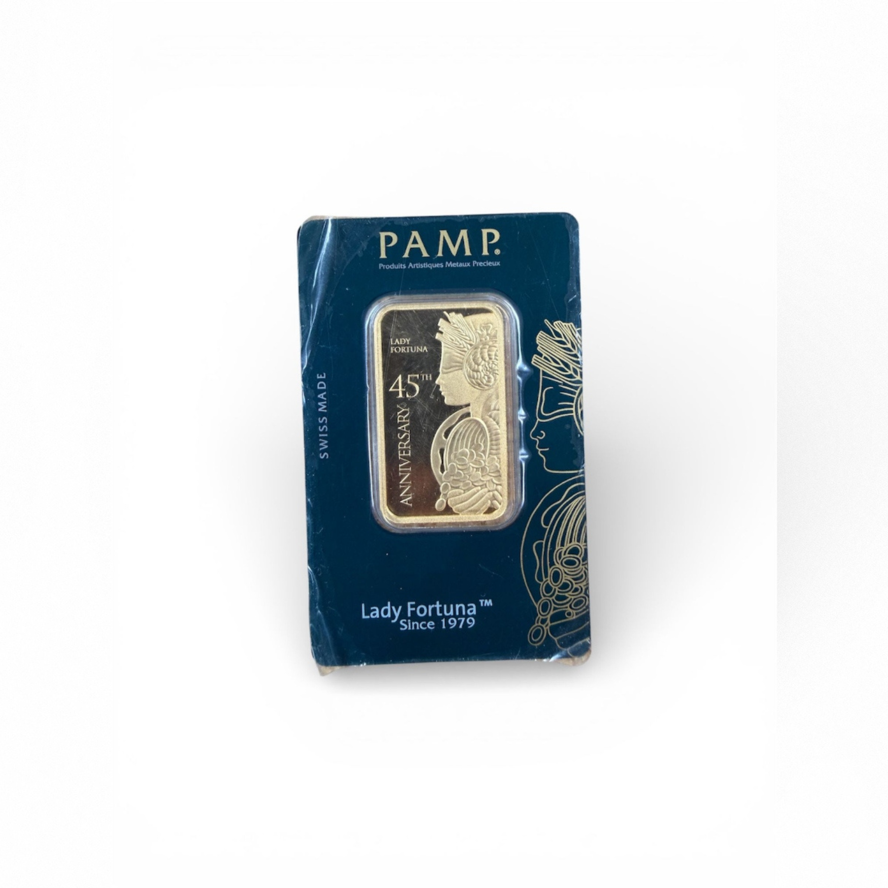 Picture of Pamp Suisse Lady Fortuna 45th Anniversary 1 oz Gold Bar - Serial # N000092