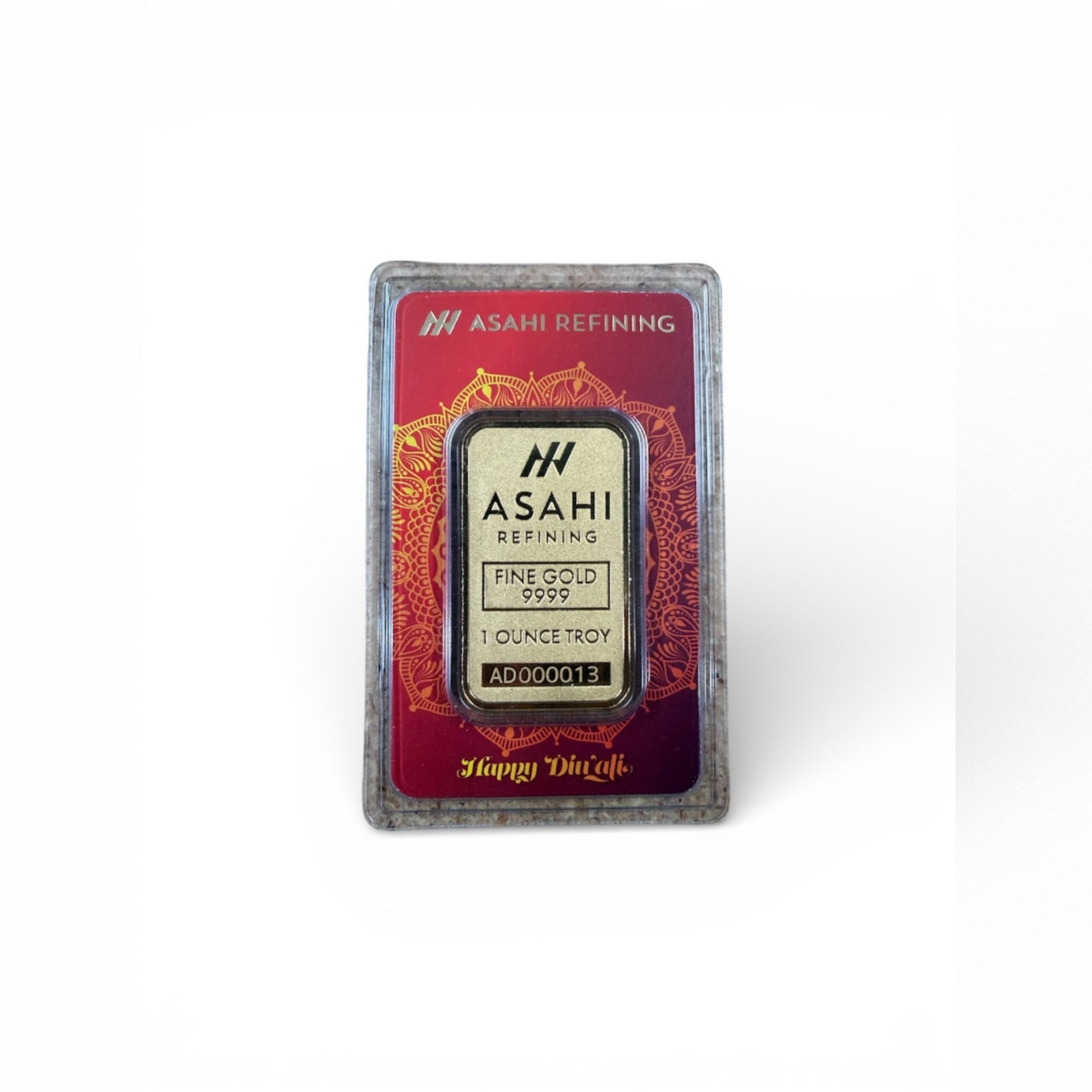 Picture of Asahi Refining Diwali Lakshmi 1 oz Gold Bar in Assay – LOW Serial #AD000013