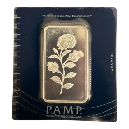 Picture of PAMP Rosa 100 Gram Silver Bar in Assay – Ultra Low Serial Number C000002 – Rare