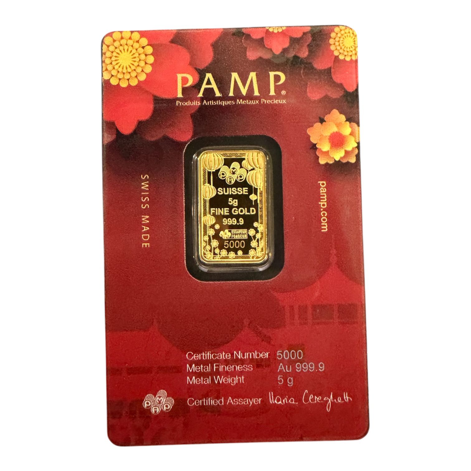 Picture of 2023 Pamp Good Luck 5g Pure Gold Bar - Serial #5000/5000 (Last Produced)
